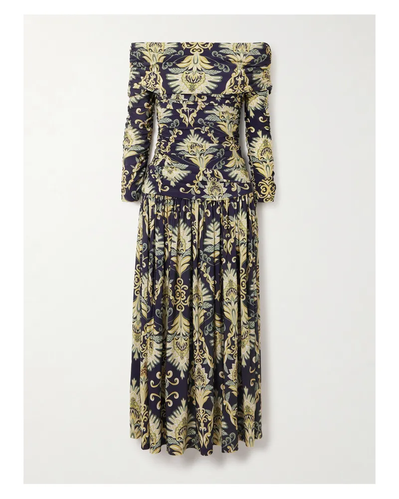 FARM Rio Wonderful Arabesque Schulterfreies Maxikleid Aus Bedrucktem Stretch-jersey - Gelb Gelb