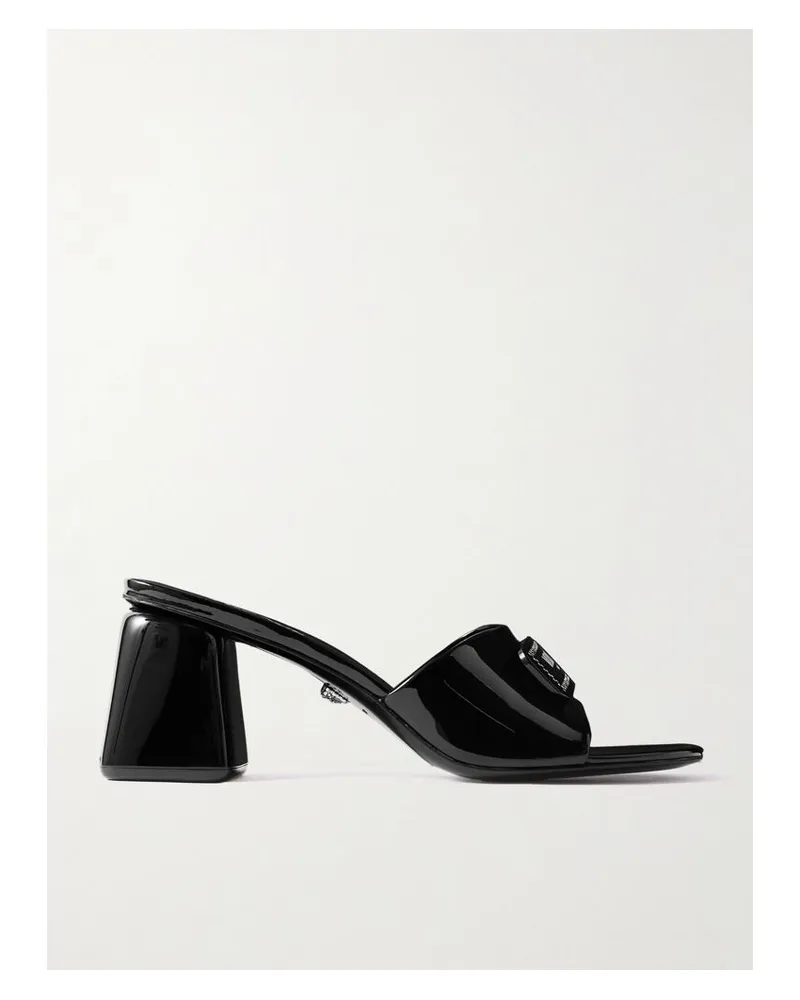 Versace Barret Mules Aus Lackleder Mit Verzierung - Schwarz Schwarz