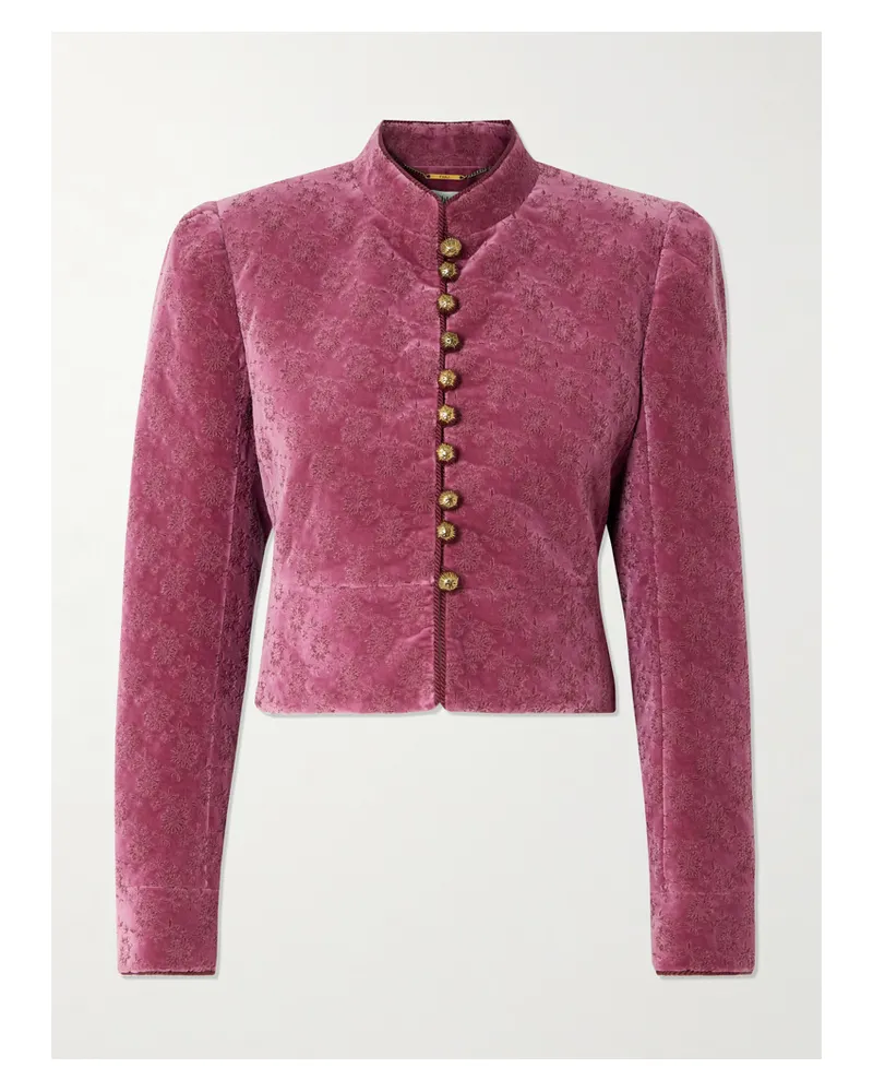 Chloé Verkürzte Jacke Aus Baumwollsamt Mit Stickereien - Pink Pink