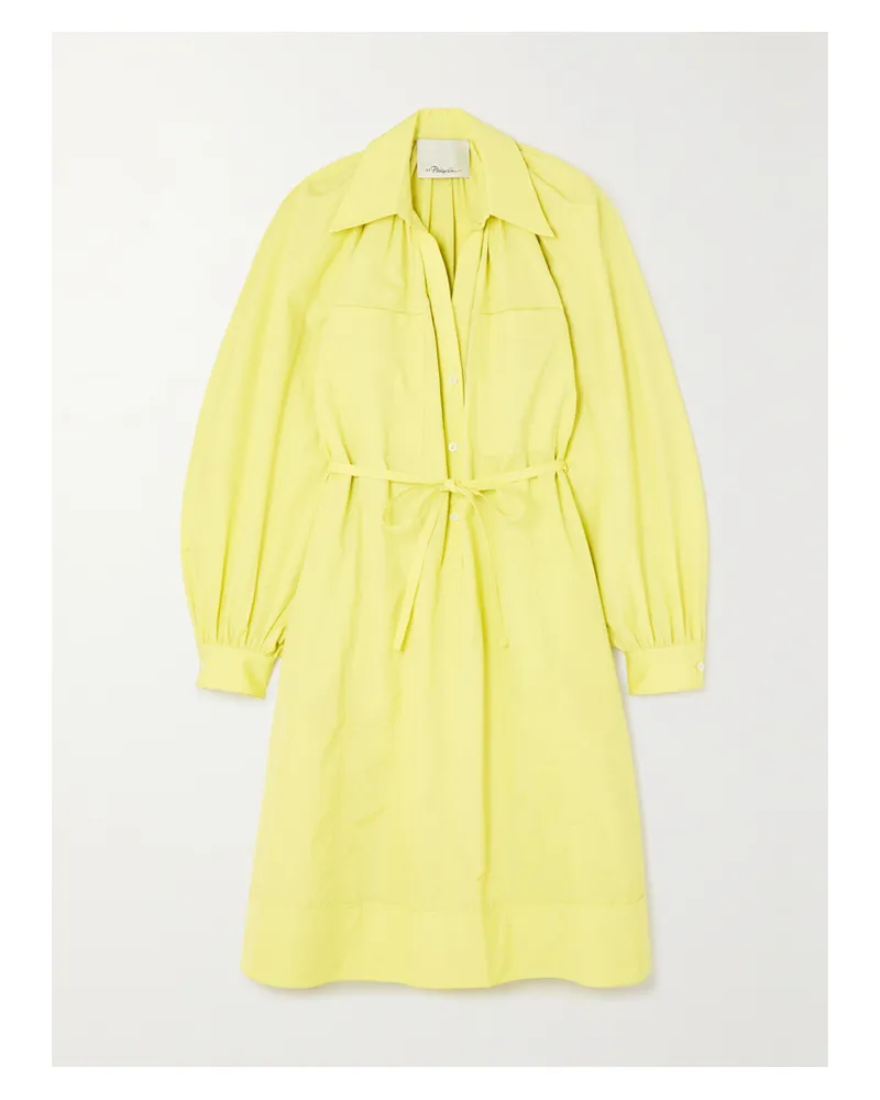 3.1 phillip lim Midi-hemdblusenkleid Aus Baumwollpopeline Mit Bindegürtel - Gelb Gelb