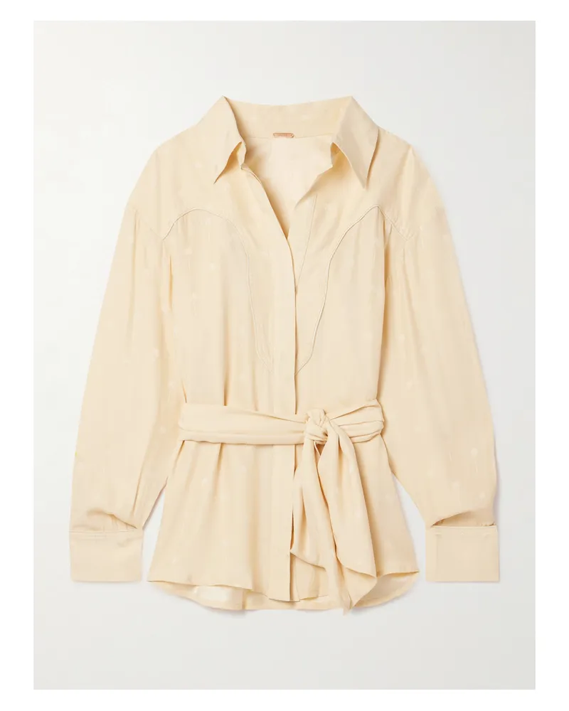 Johanna Ortiz Net Sustain Bonanza Hemd Aus Crêpe De Chine Aus Seide Mit Stickereien Und Bindegürtel - Ecru Ecru