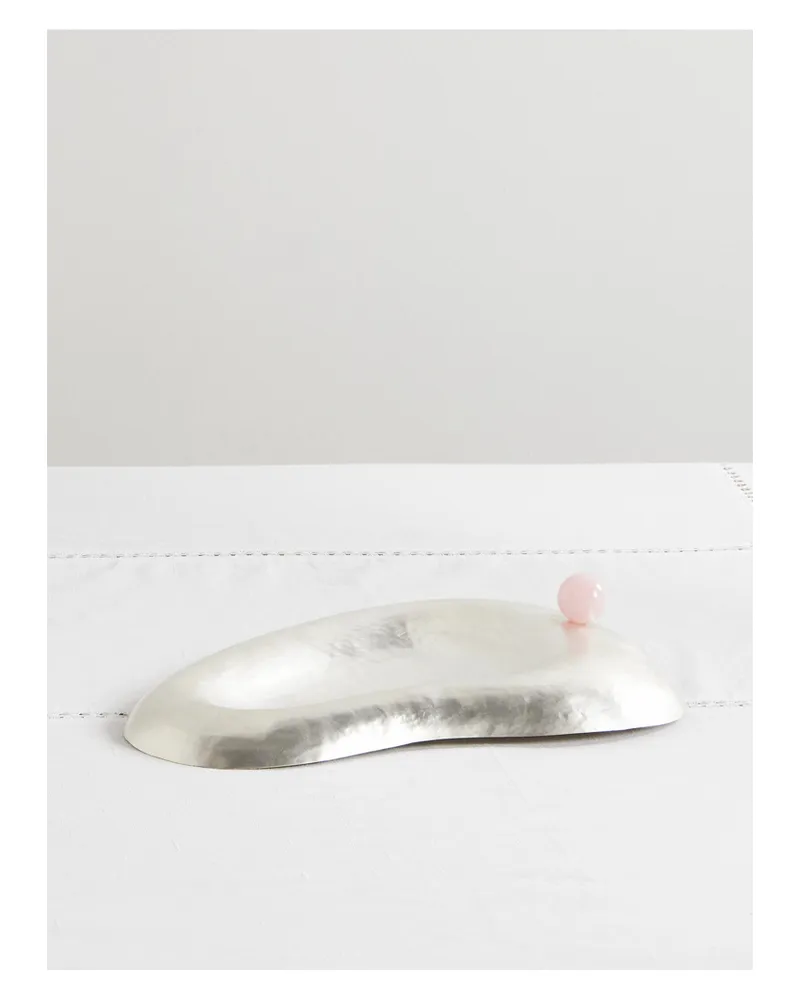 Natalia Criado Ear Versilberter Teller Mit Detail Aus Stein Silber