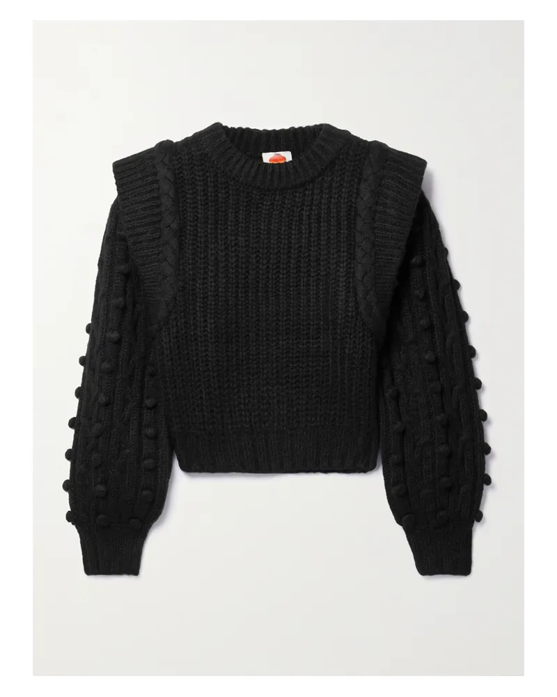 FARM Rio Pullover Aus Strick Mit Zopfmuster Und Pompons - Schwarz Schwarz
