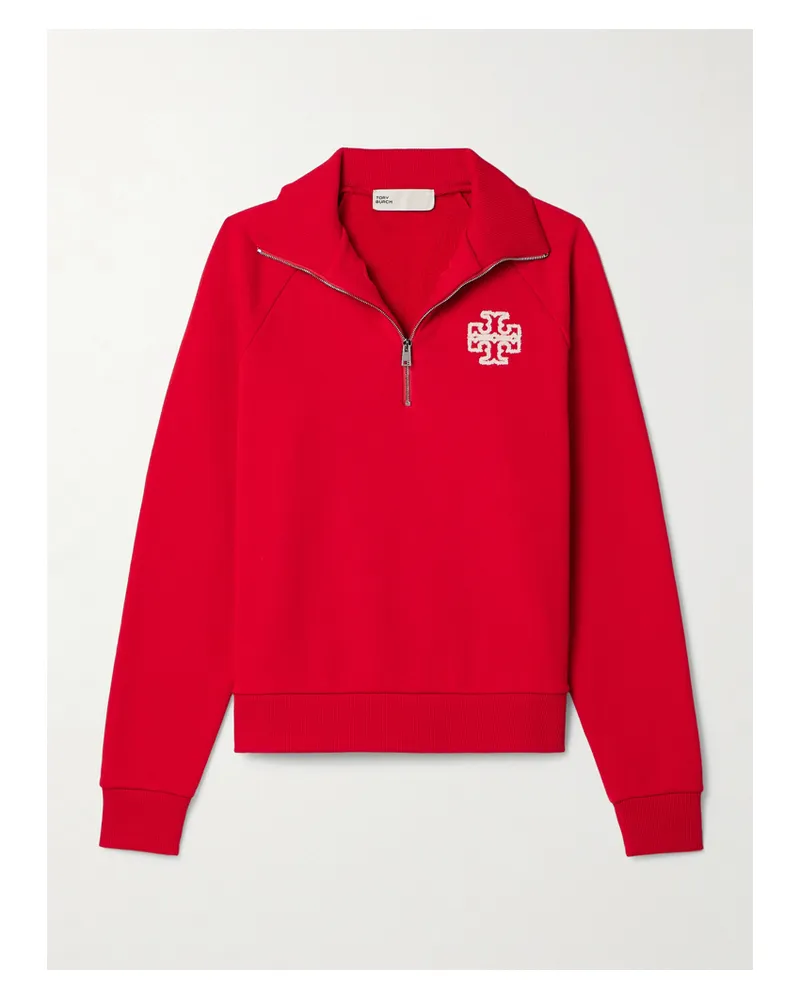 Tory Sport Sweatshirt Aus Baumwoll-jersey Mit Frotteebesatz Rot