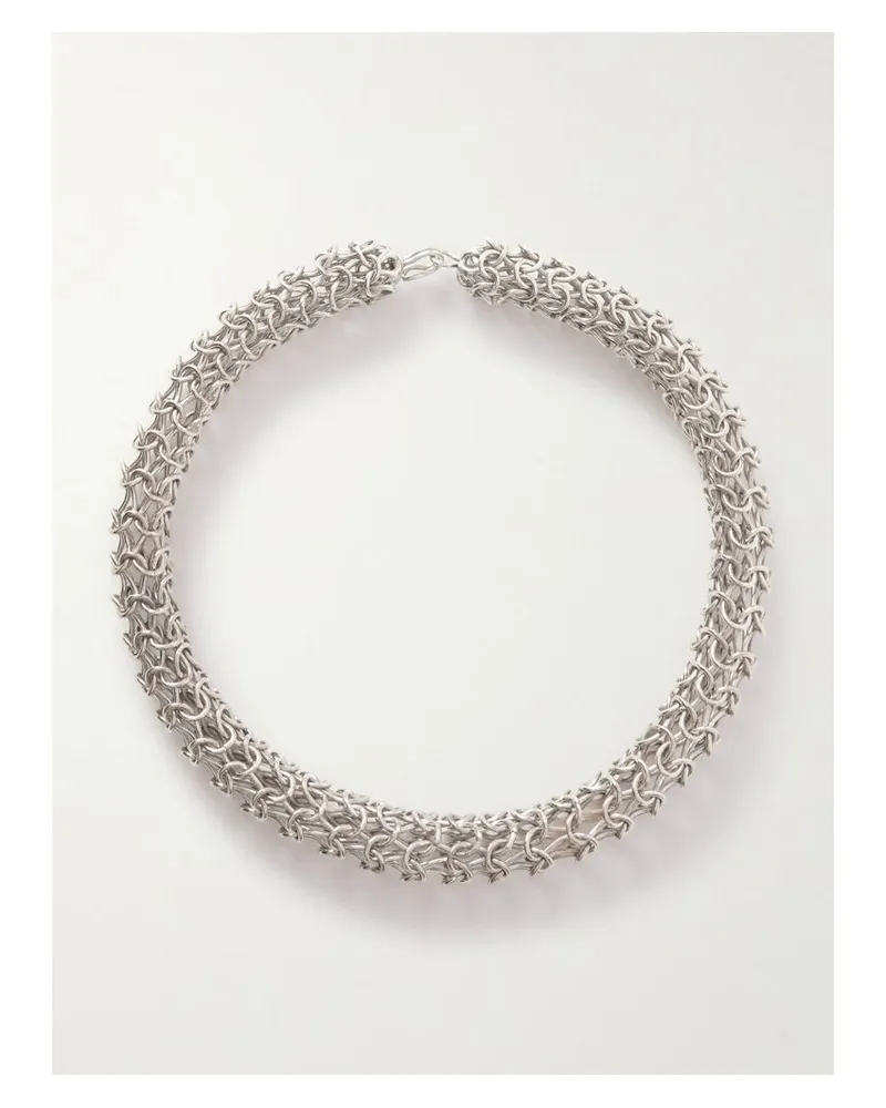Bottega Veneta Crochet Choker Aus Silber Silber