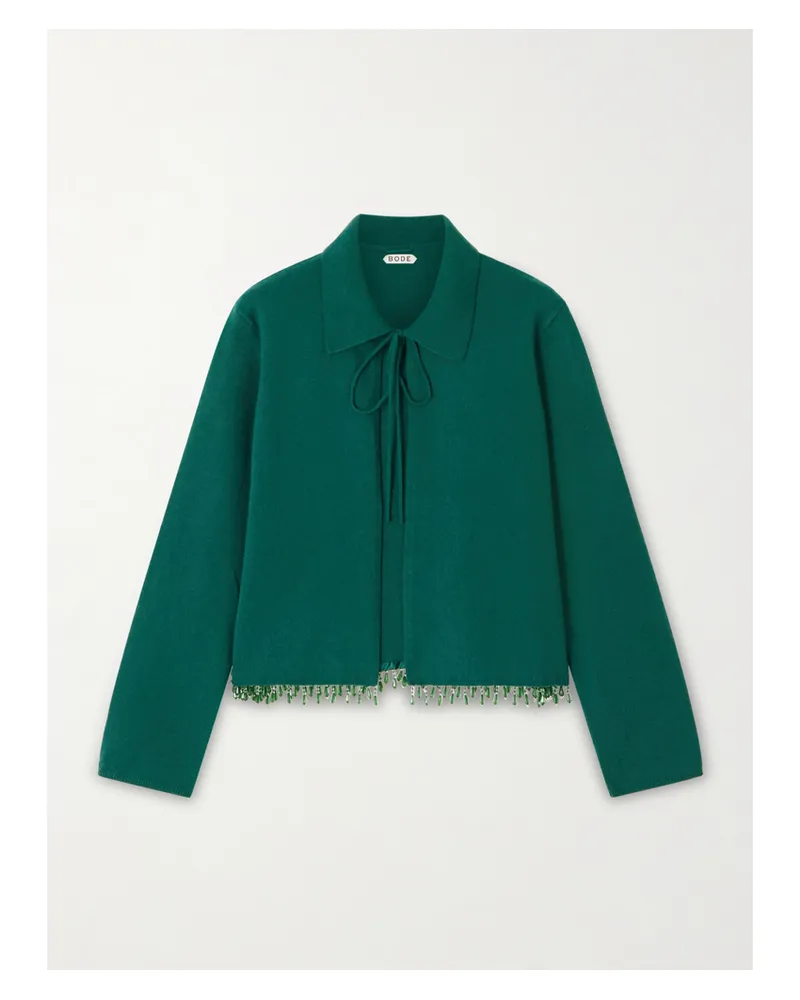 BODE Embellished Wool And Cashmere-blend Cardigan - Green Green