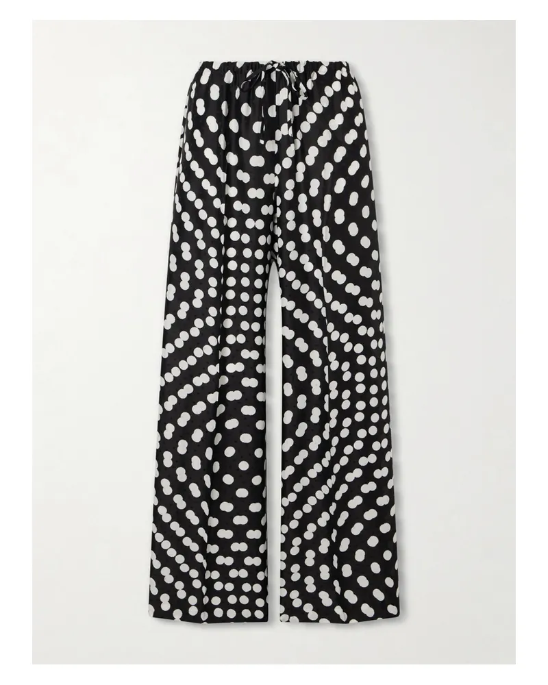 Dries van Noten Puvis Polka-dot Satin Straight-leg Pants - Black Black