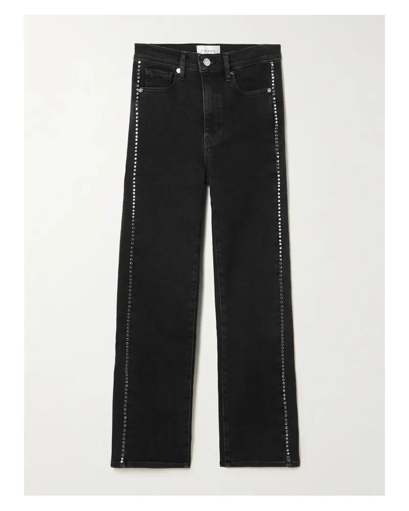 Frame Denim Le Sleek Hoch Sitzende, Verkürzte Jeans Mit Geradem Bein Und Verzierungen - Schwarz Schwarz