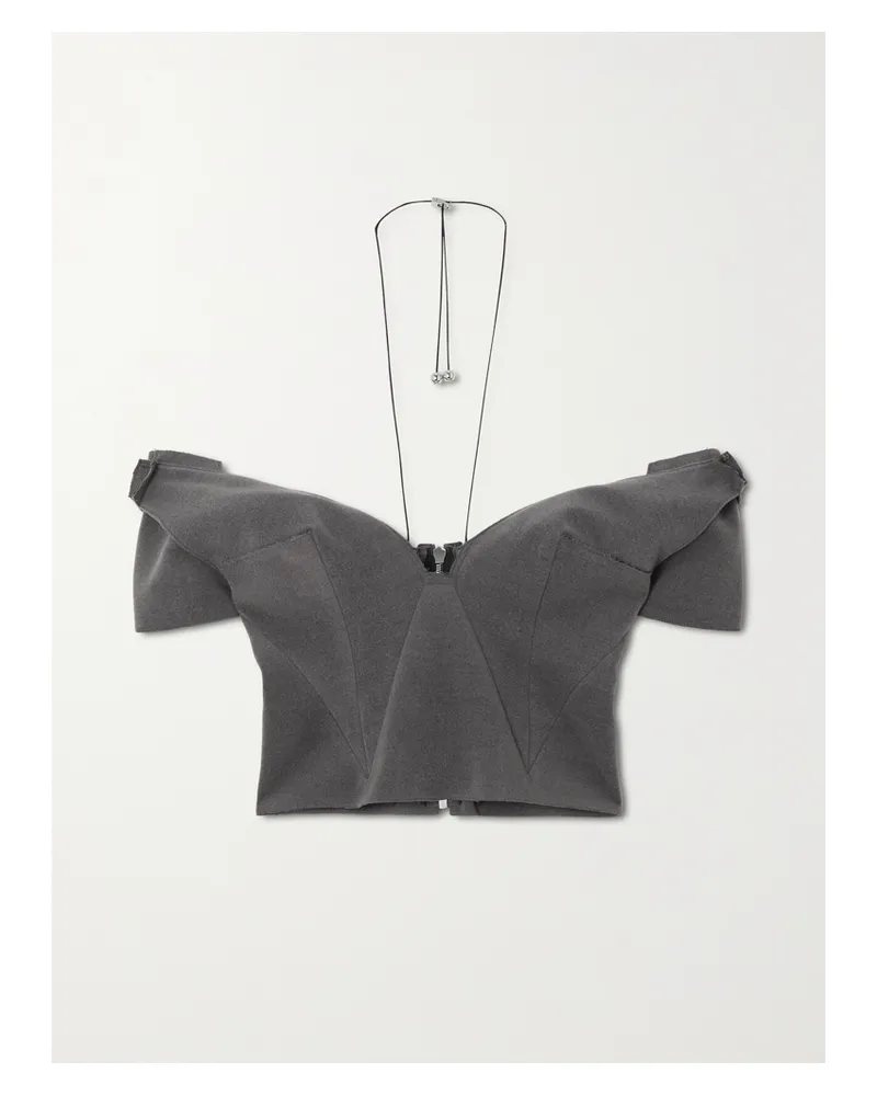 16ARLINGTON Alasia Verkürztes, Schulterfreies Bustier Aus Filz - Grau Grau