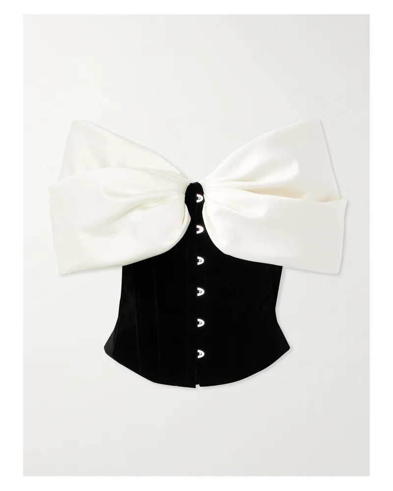 COSTARELLOS Rosamund Bustier Aus Crêpe Und Samt Mit Schleife Und Schnürung - Schwarz Schwarz