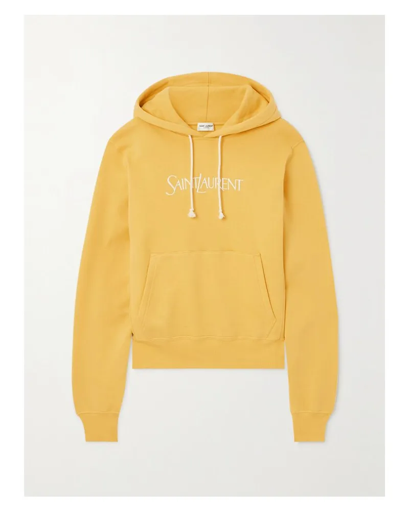 Saint Laurent Hoodie Aus Baumwoll-jersey Mit Stickerei - Gelb Gelb