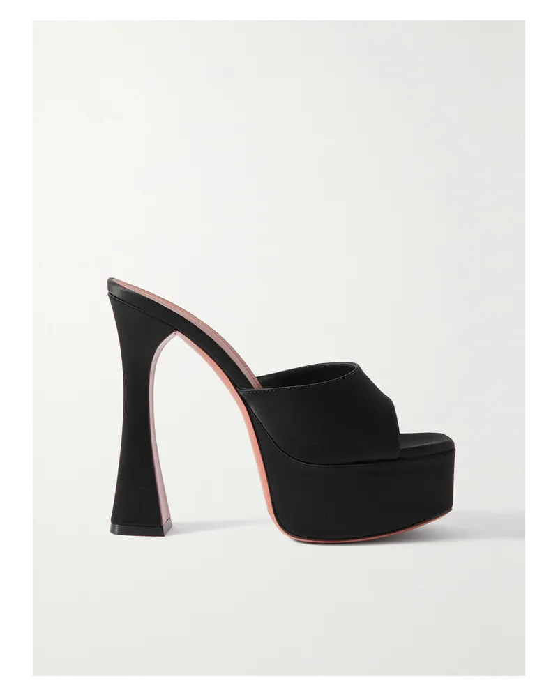 Amina Muaddi Dalida Satin Platform Mules - Black Black