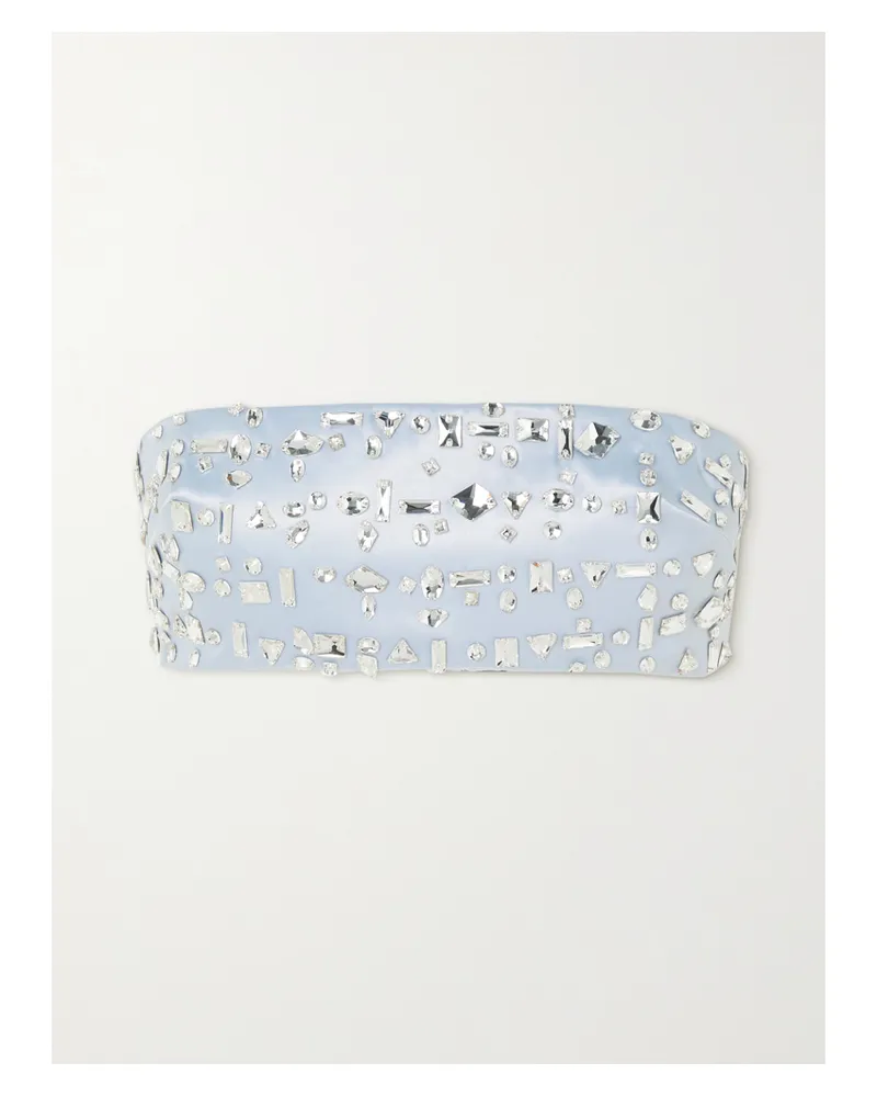 16ARLINGTON Blaise Trägerloses, Verkürztes Bustier Aus Satin Mit Kristallen - Blau Blau