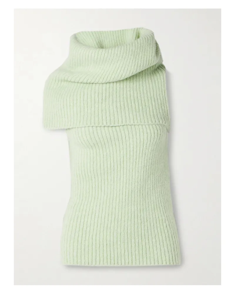Rick Owens Ärmelloser Rollkragenpullover Aus Rippstrick - Grün Grün