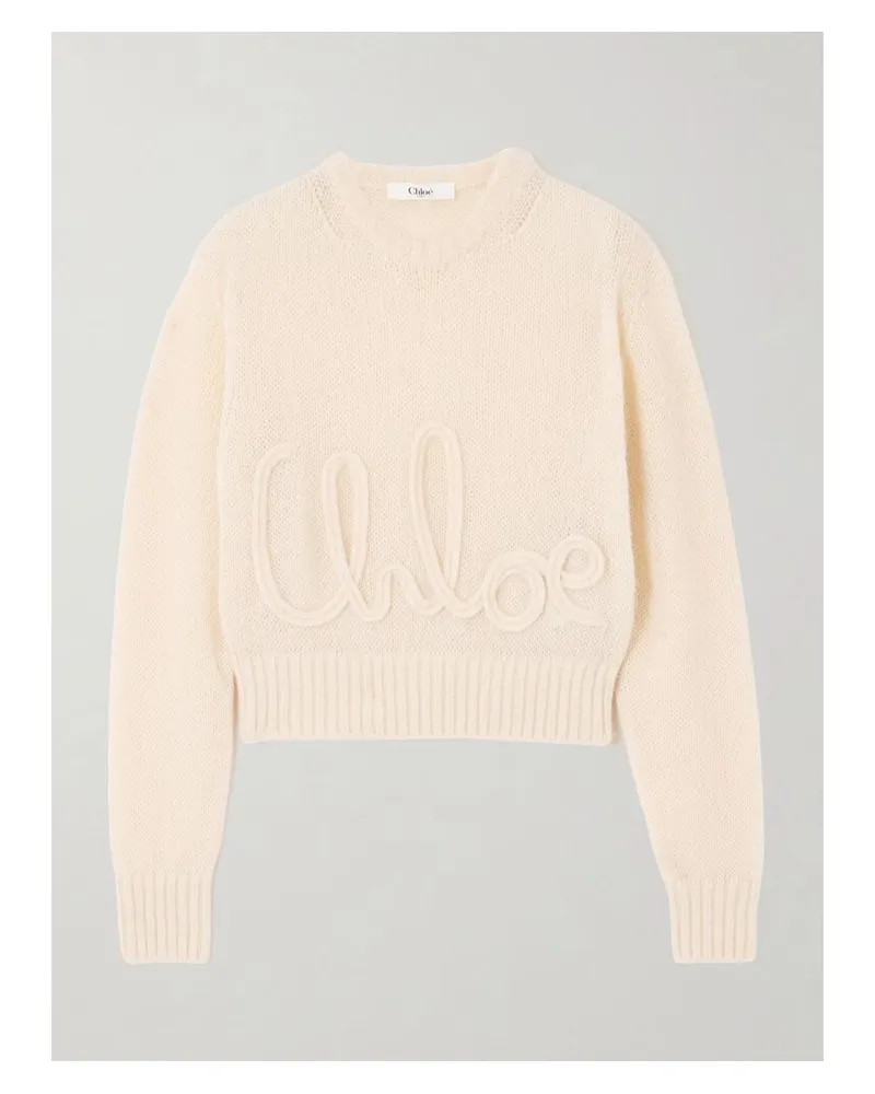Chloé Pullover Aus Einer Mischung Aus Alpakawolle Und Seide Mit Stickerei - Creme Creme