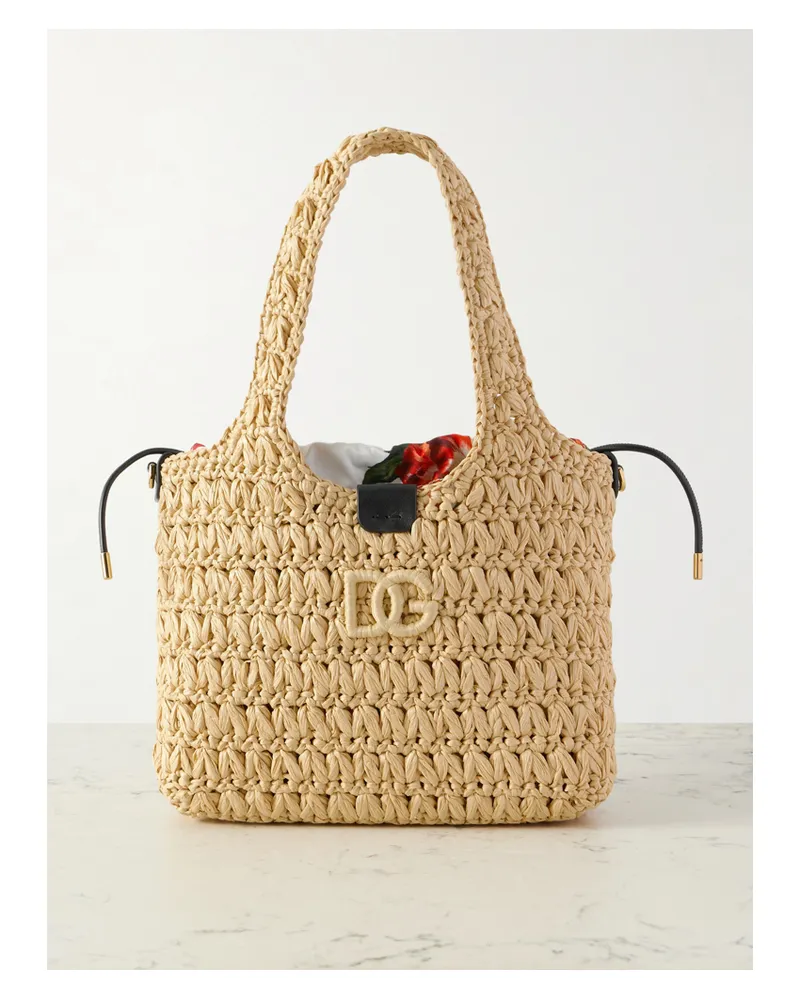 Dolce & Gabbana Tote Aus Raffiabast Mit Lederbesätzen - Neutral Neutral