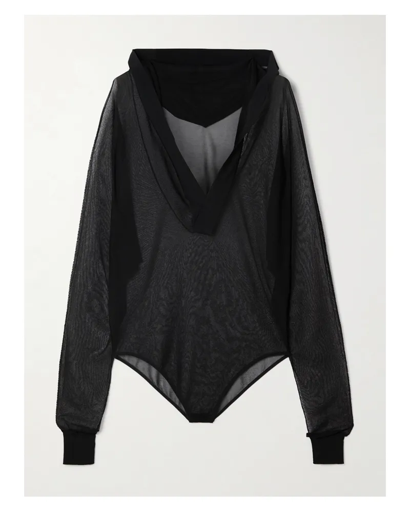 Alaïa Hooded Jersey Bodysuit - Black Black