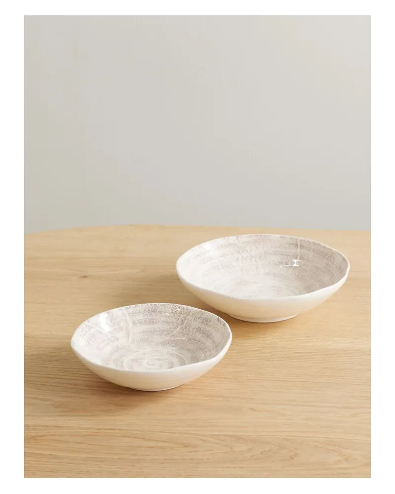 Brunello Cucinelli Set Aus Zwei Glasierten Keramikschalen - Wollweiß Wollweiß