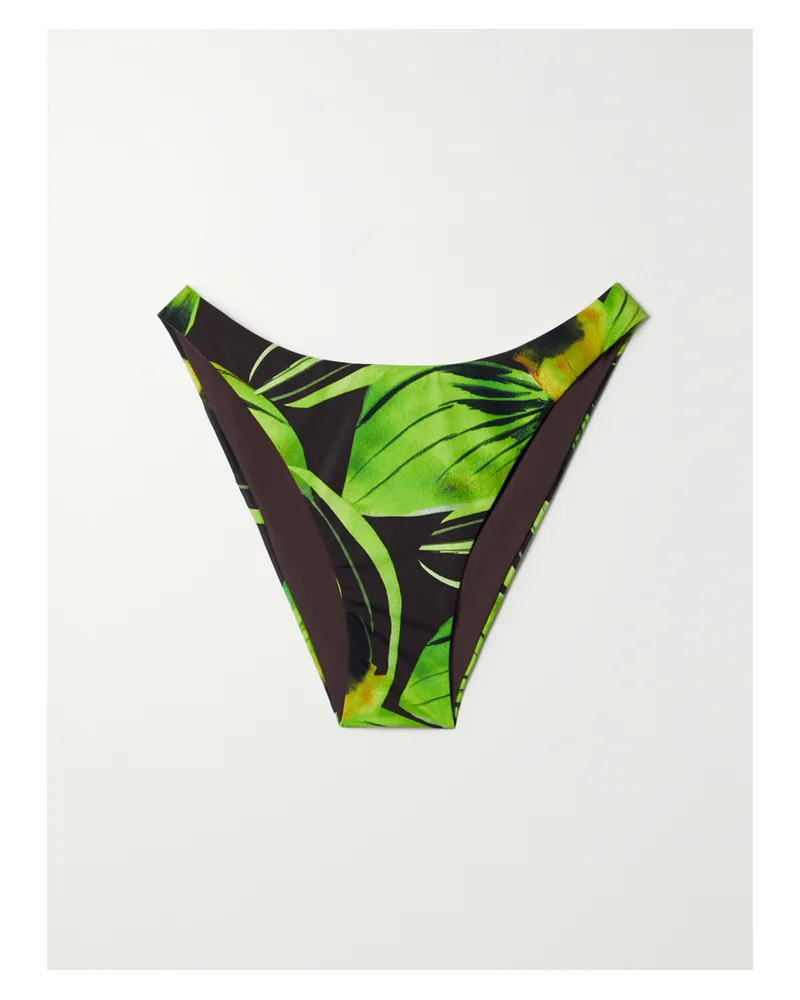 Louisa Ballou Bikini-höschen Aus Bedrucktem Stretch-material - Grün Grün