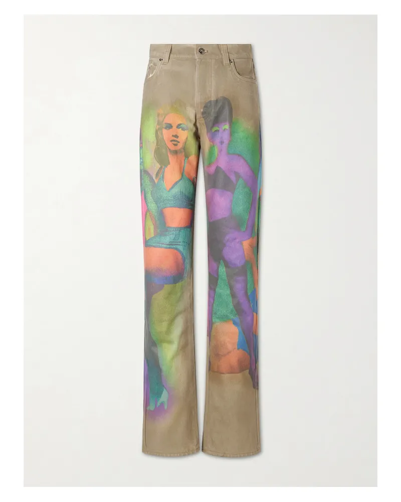 Versace The Femmes Printed Straight-leg Jeans - Green Green