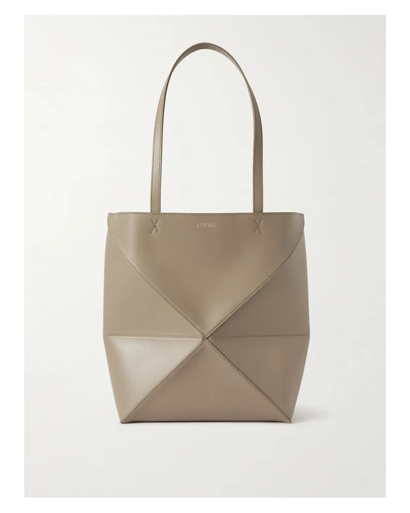 Loewe Puzzle Fold Convertible Medium Leather Tote - Neutrals Neutrals