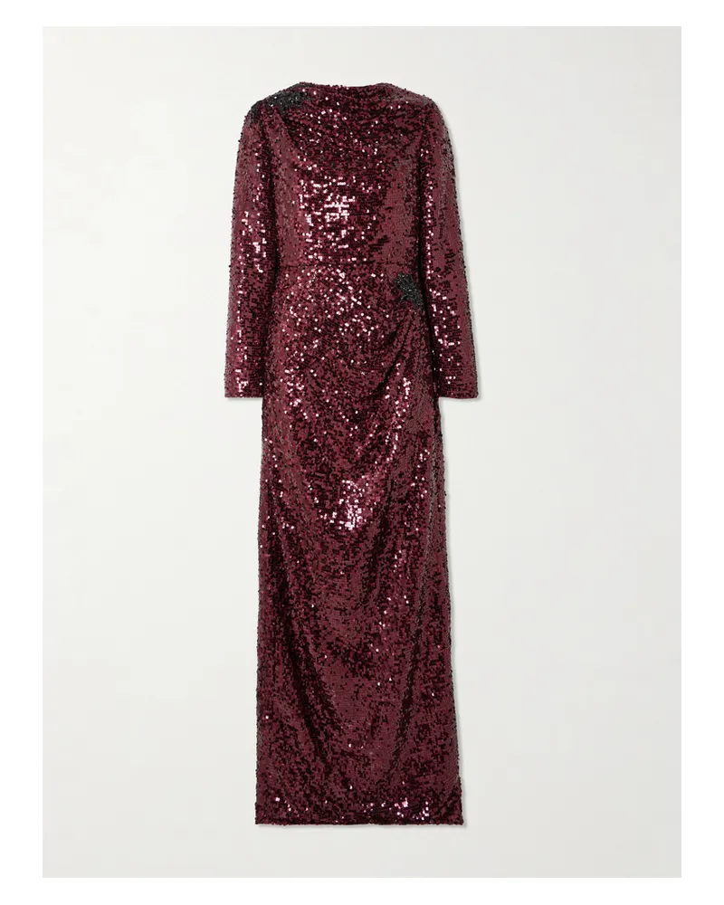 Erdem Crystal-embellished Draped Sequined Crepe De Chine Gown - Red Red