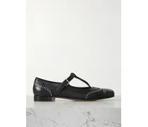 Opal Studded Leather Mary Jane Brogues - Black