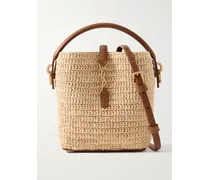 Le 37 Mini Leather-trimmed Raffia Bucket Bag - Neutrals