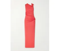 Callisto Trinity Embellished Ruched Ribbed-jersey Maxi Dress - Pink