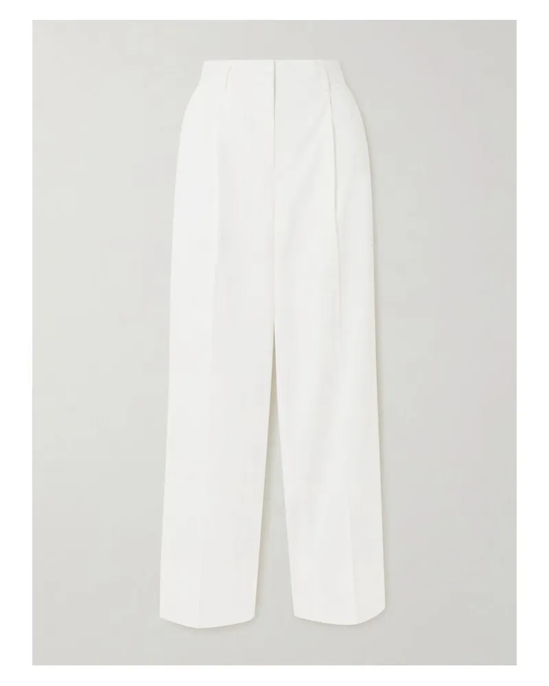 Totême Hose Mit Weitem Bein Aus Baumwolle Mit Falten - Weiß Weiß