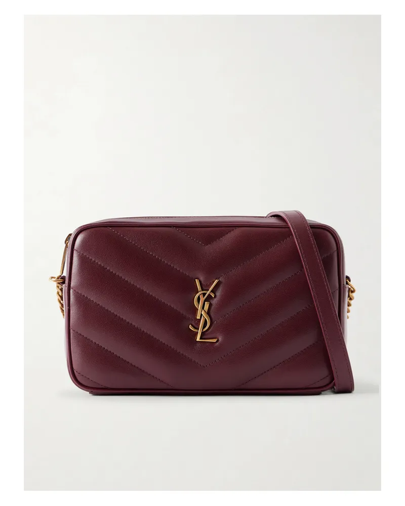 Saint Laurent Loulou Quilted Textured-leather Shoulder Bag - Burgundy Burgundy