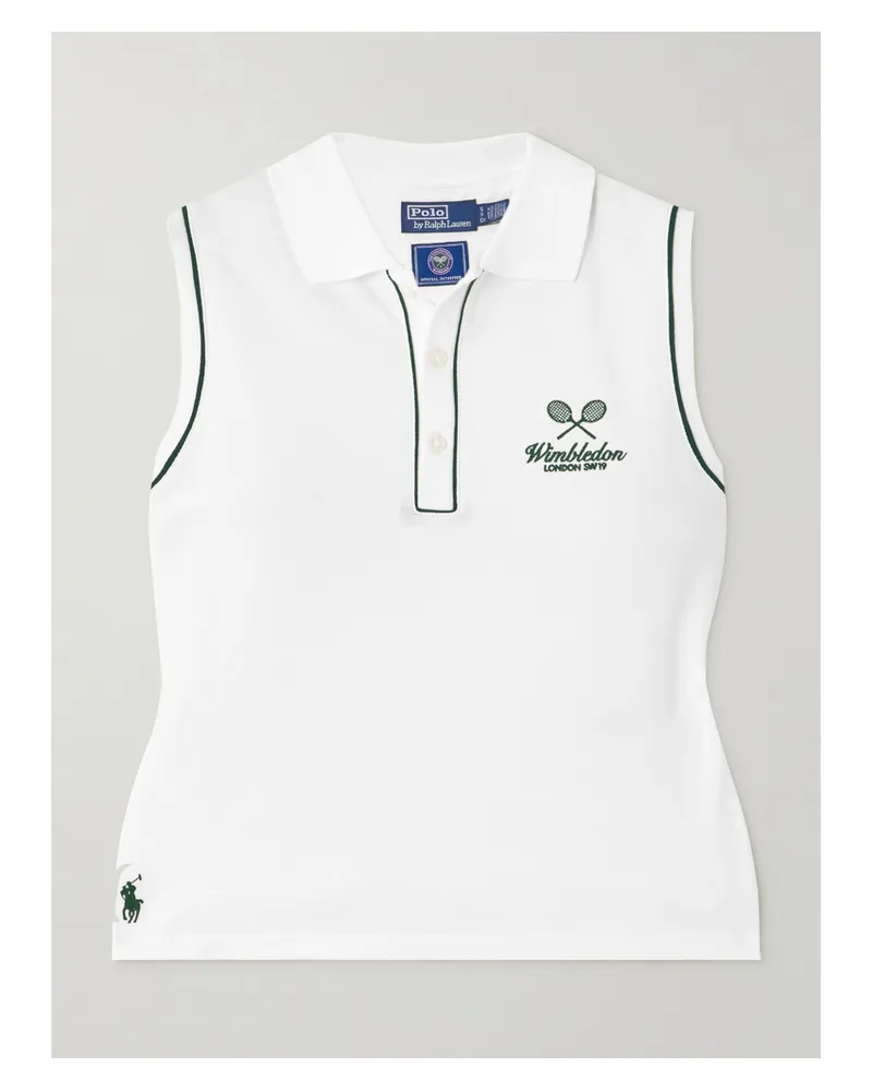 Ralph Lauren Wimbledon Oberteil Aus Piqué Aus Einer Baumwollmischung Mit Polokragen Und Logostickerei - Weiß Weiß