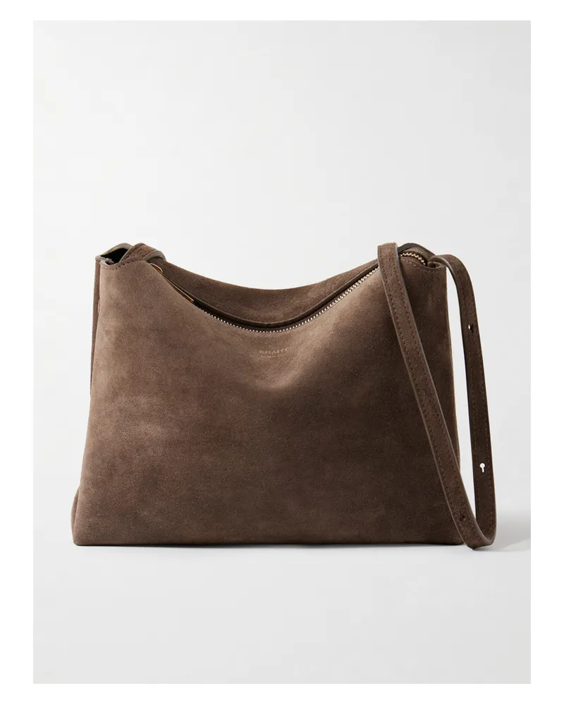 KHAITE Lina Medium Suede Shoulder Bag - Brown Brown