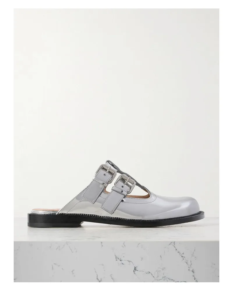 Loewe Campo Mules Aus Metallic-leder - Silber Silber