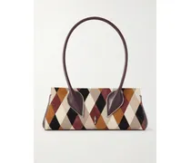 Venus Baguette Patchwork Leather And Suede Shoulder Bag - Brown