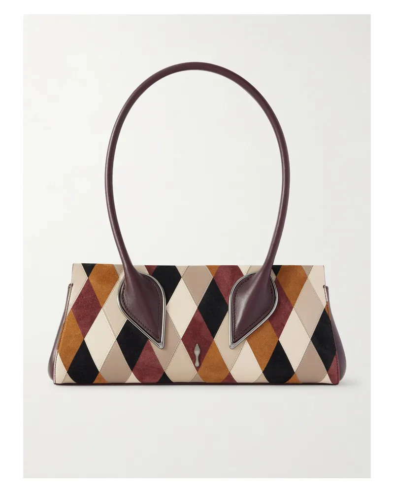 Christian Louboutin Venus Baguette Patchwork Leather And Suede Shoulder Bag - Brown Brown