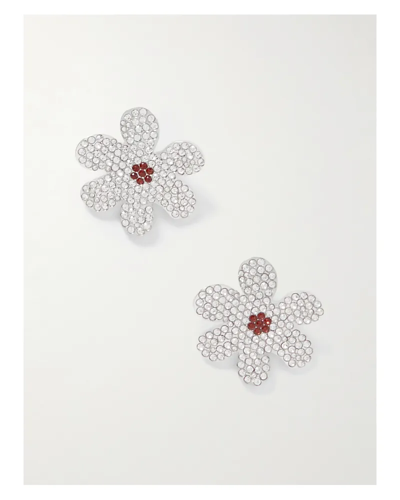 Marni Daisy Silberfarbene Ohrclips Mit Kristallen Silber