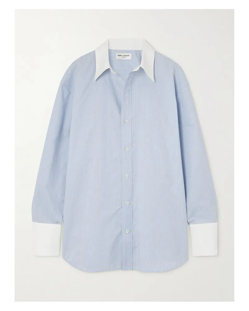 Saint Laurent Hemd Aus Baumwollpopeline - Blau Blau