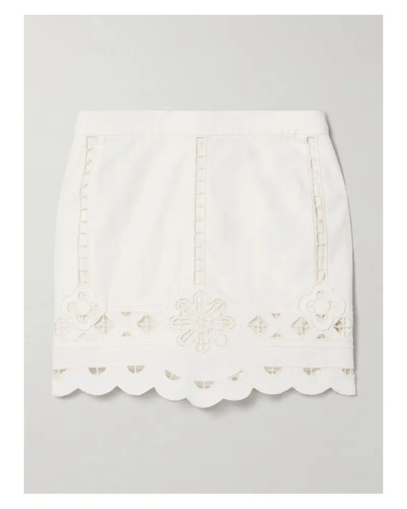 Isabel Marant Palmira Minirock Aus Baumwolle Mit Lochstickerei Und Wellenkanten - Weiß Weiß