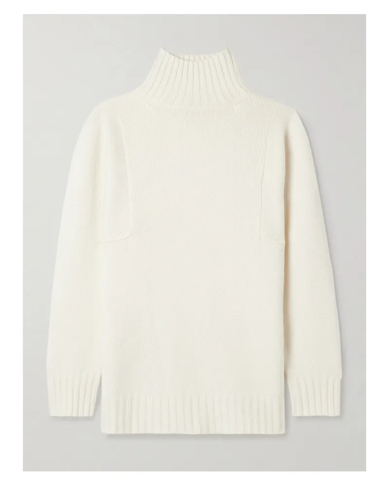Max Mara Rollkragenpullover Aus Kaschmir - Weiß Weiß
