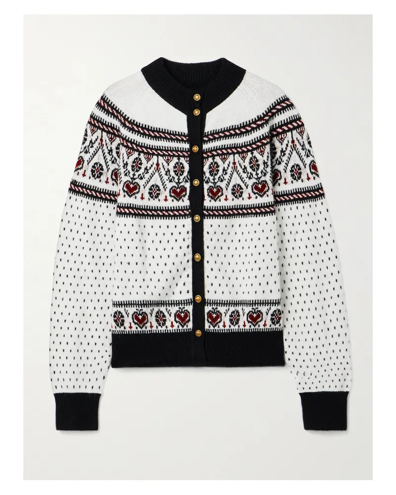 KHAITE Marc Fair Isle Cashmere Cardigan - White White