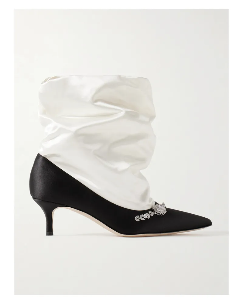 Manolo Blahnik Lamik 50 Ankle Boots Aus Satin Mit Verzierungen - Creme Creme
