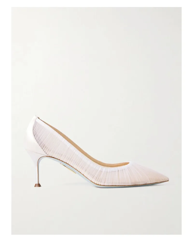 Aquazzura 65 Pumps Aus Tüll Mit Satinbesatz - Weiß Weiß