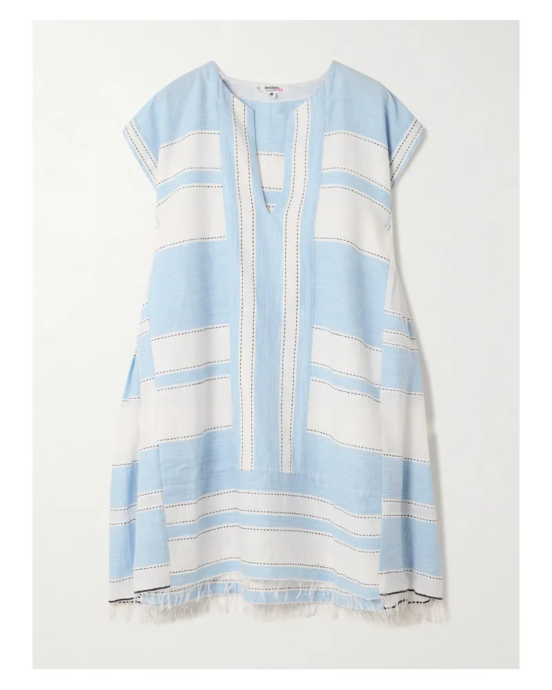 lemlem Elina Kaftan Aus Einer Baumwollmischung Mit Streifen Und Fransen - Blau Blau