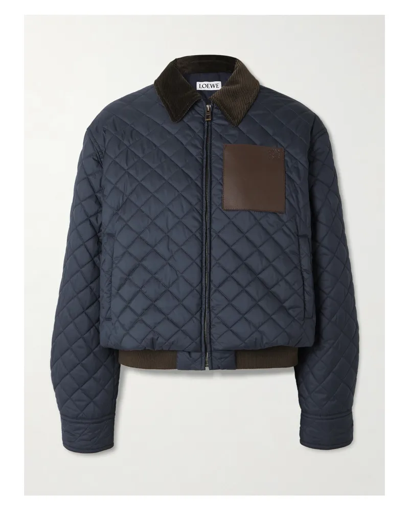 Loewe Jacke Aus Gestepptem Shell Mit Besätzen Aus Leder Und Cord - Blau Blau