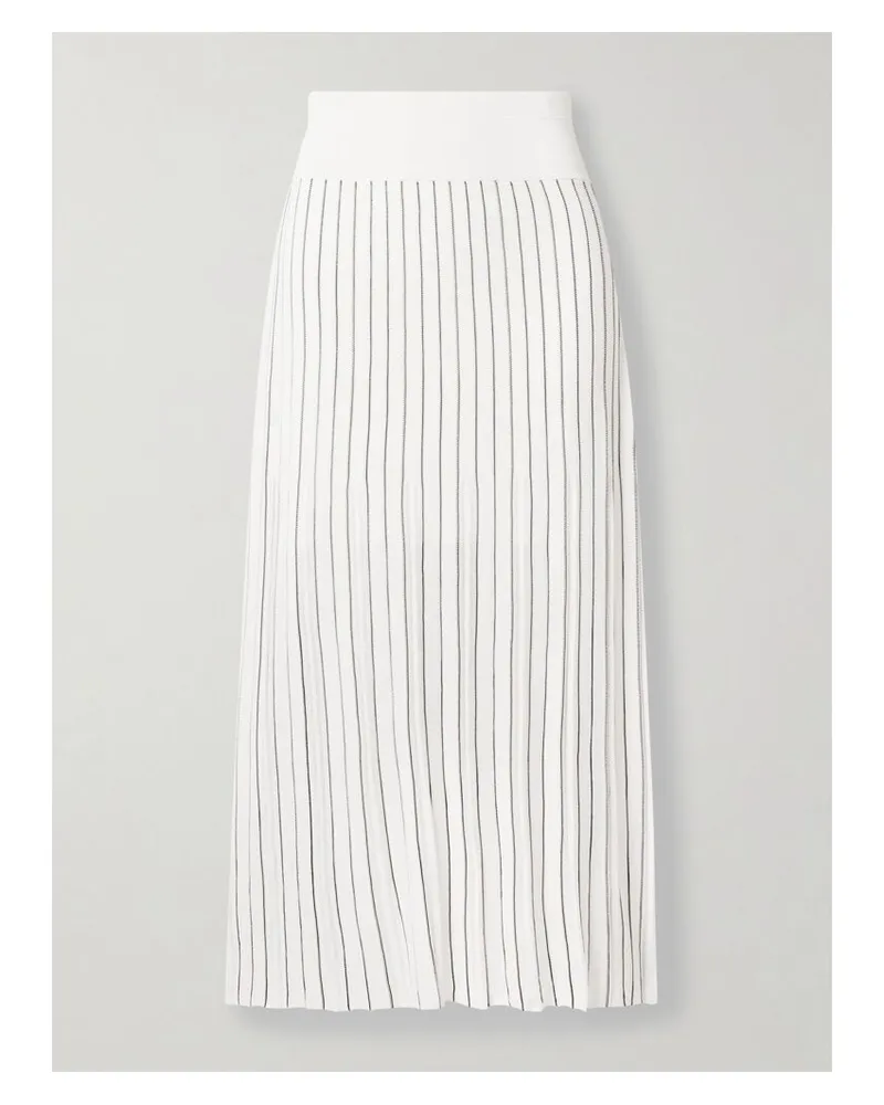Maria Mcmanus Midirock Aus Gestreiftem Stretch-stirck Mit Falten - Wollweiß Wollweiß