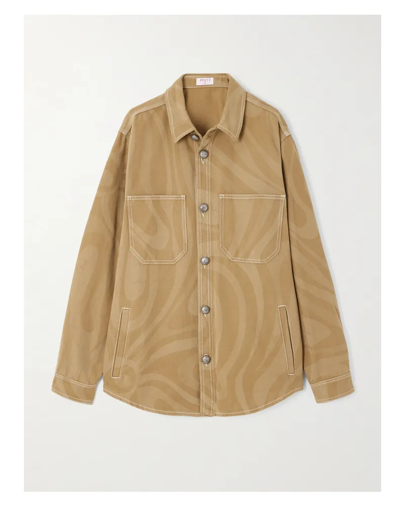 Emilio Pucci Printed Cotton-canvas Jacket - Neutrals Neutrals