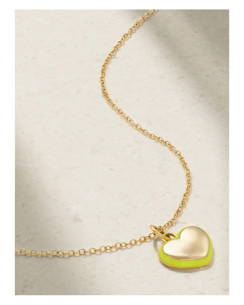 Alison Lou Puffy Heart Kette Aus 14 Karat Gold Mit Emaille Gold