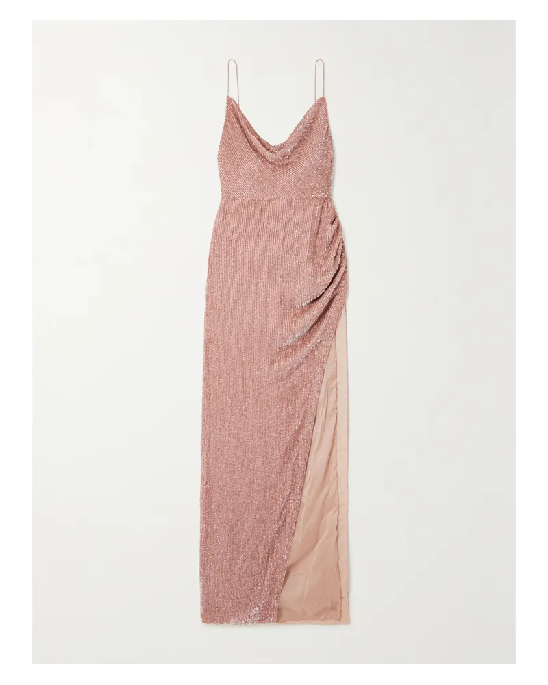 Retrofête Katya Robe Aus Chiffon Mit Pailletten Und Wasserfallausschnitt - Pink Pink