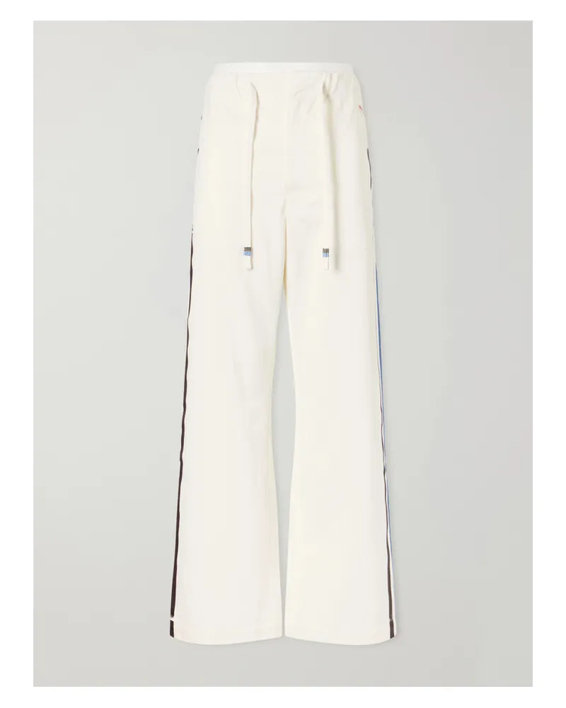 Marni Striped Cotton Wide-leg Pants - White White